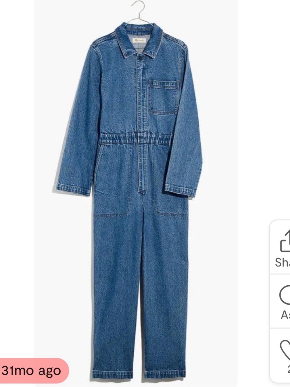 Madewell Blue Denim Jumpsuit